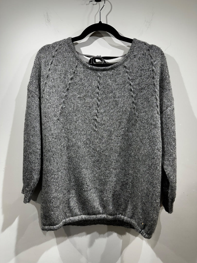 patrizia pepe grey sequin trim knit, Size large