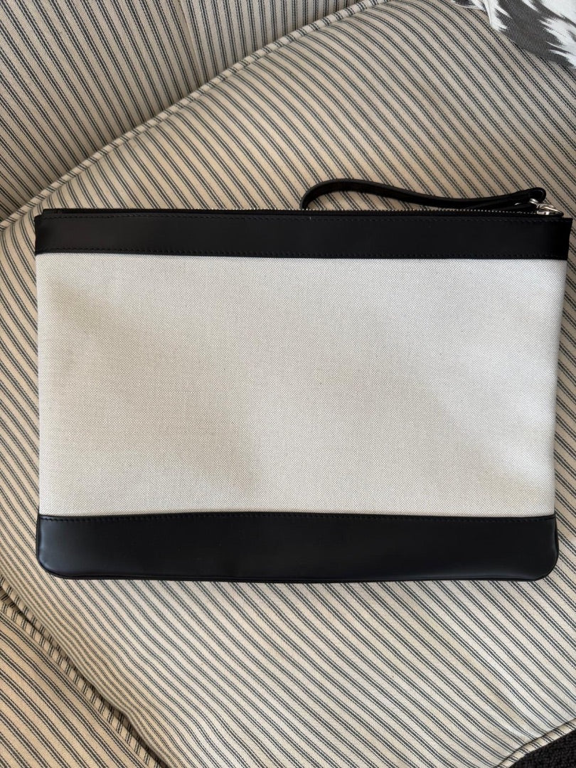 Balenciaga Natural Linen pouch, Size Medium
