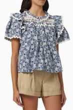 Load image into Gallery viewer, Sea New York Blue Scalloped sleeves top, Size M
