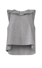 Load image into Gallery viewer, Tibi Navy Striped top with ribbon detailing, Size US6/UK10
