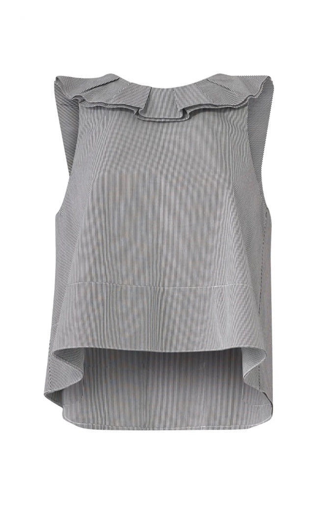 Tibi Navy Striped top with ribbon detailing, Size US6/UK10