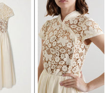 Load image into Gallery viewer, self portrait Ivory Guipere lace midi dress, Size 10
