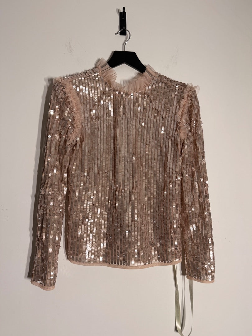 Vita Grace Champagne pink Glitter top, Size Small