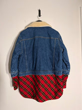 Load image into Gallery viewer, Maje Blue Flannel and denim jacket, Size 38
