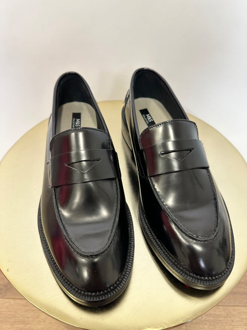 marks and spencers black classic penny loafers, Size EU41