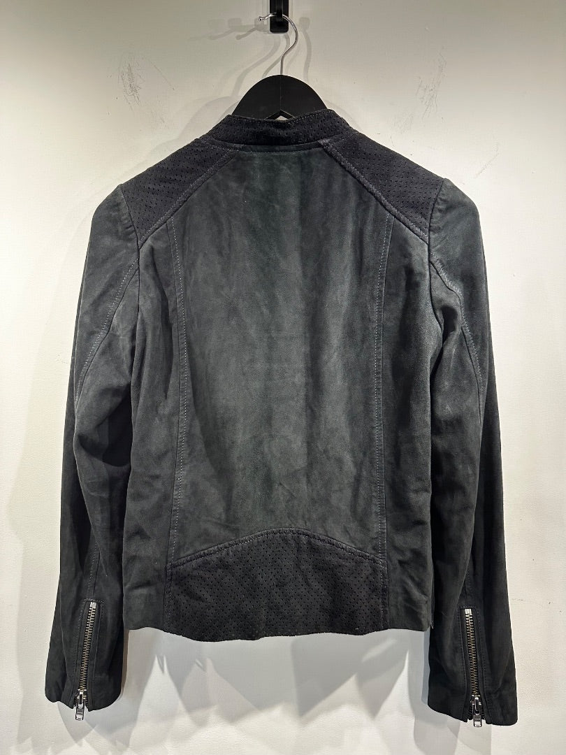 maison scotch black leather zip jacket, Size small
