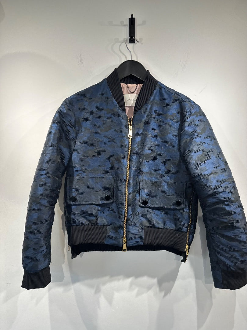 Dorothee Schumacher navy camouflage bomber jacket, Size small