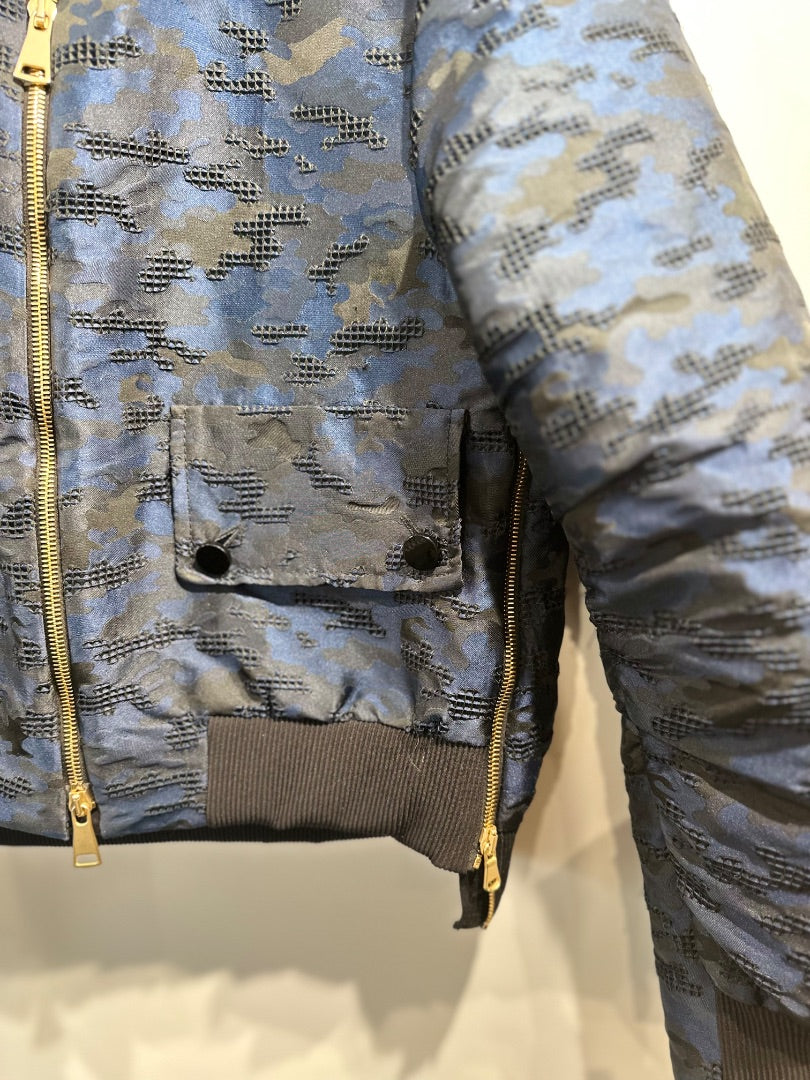 Dorothee Schumacher navy camouflage bomber jacket, Size small
