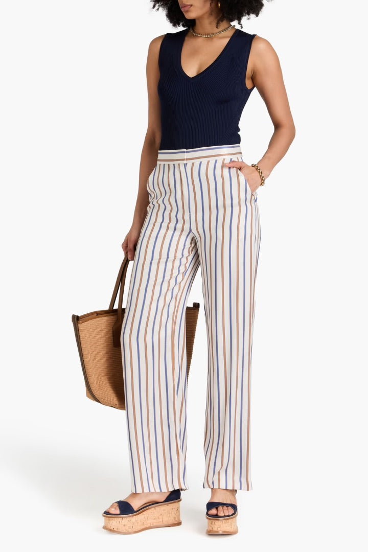 veronica beard sand & blue grigore stripe pant, Size UK 14