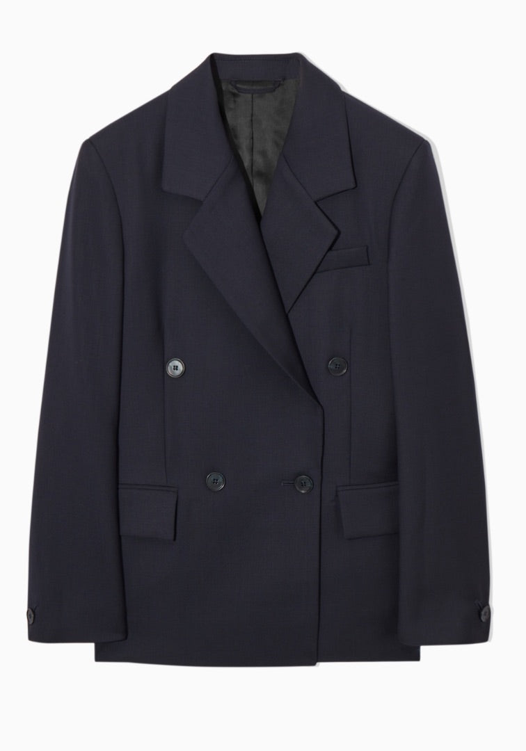 COS Navy Double breasted jacket, Size 34
