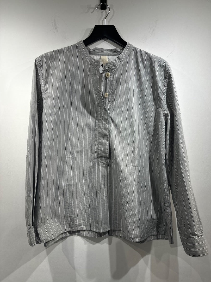 Margaret Howell grey stripe half placket shirt, Size small