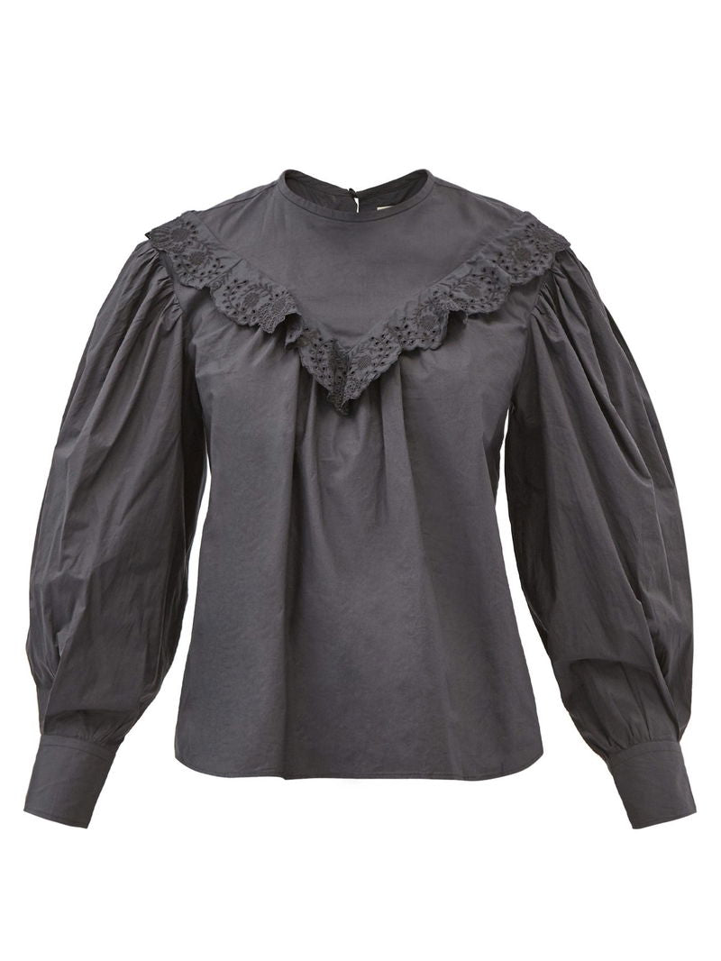 Isabel marant etoile charcoal ounissa frill shirt, Size 36