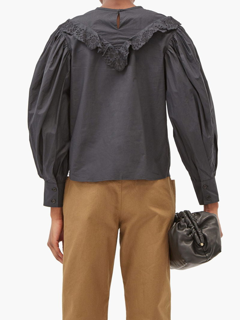 Isabel marant etoile charcoal ounissa frill shirt, Size 36