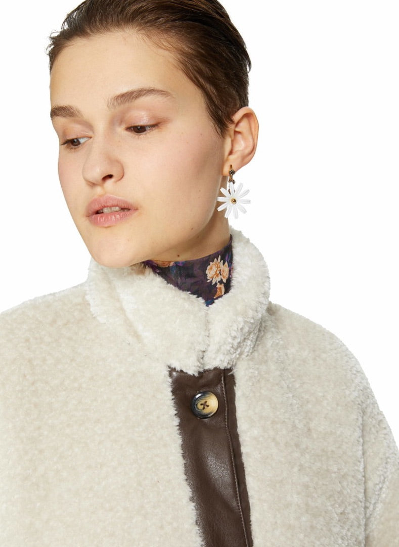 Baum Und Pferdgarten cream daffy faux fur coat, Size 38