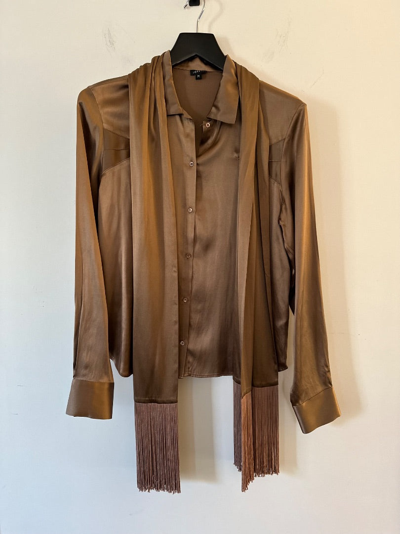 joseph bronze silk shirt with scarf, Size medium