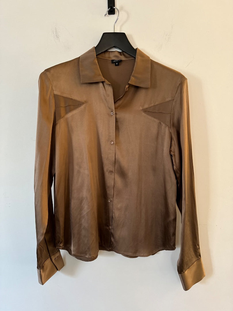 joseph bronze silk shirt with scarf, Size medium