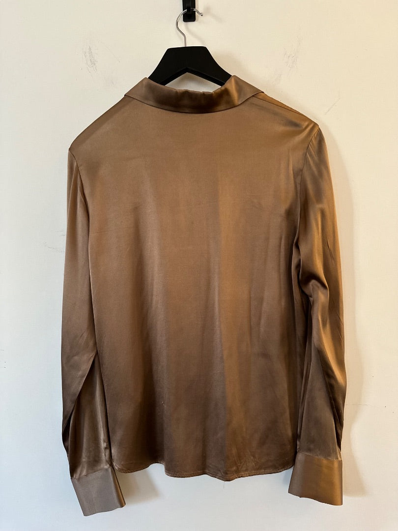 joseph bronze silk shirt with scarf, Size medium