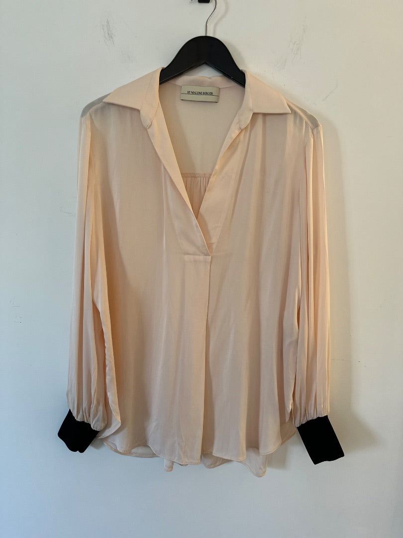 By Malene Birger shell pink silk blouse, Size 38