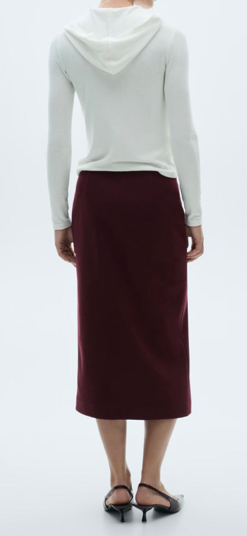 mango wine wool pencil skirt, Size medium