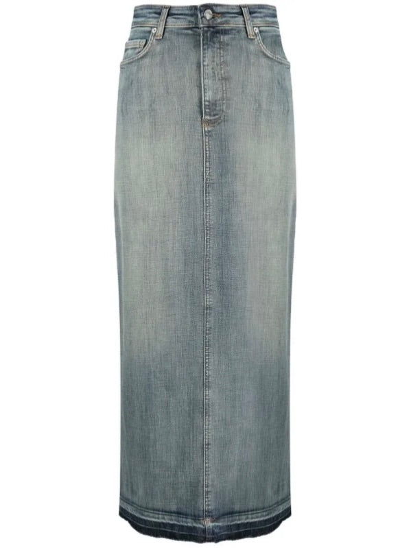 ganni washed blue denim maxi skirt, Size 40