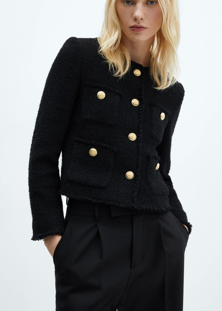 mango black tweed jacket, Size medium