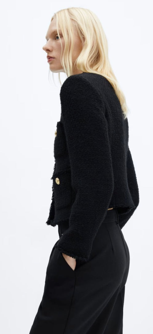mango black tweed jacket, Size medium