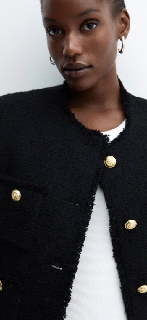 mango black tweed jacket, Size medium