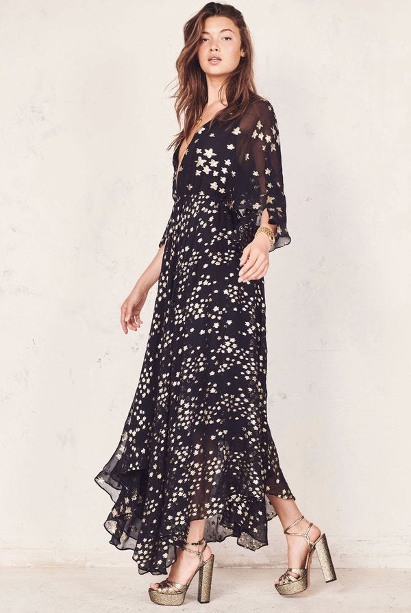 love shack fancy black solana midi dress, Size small