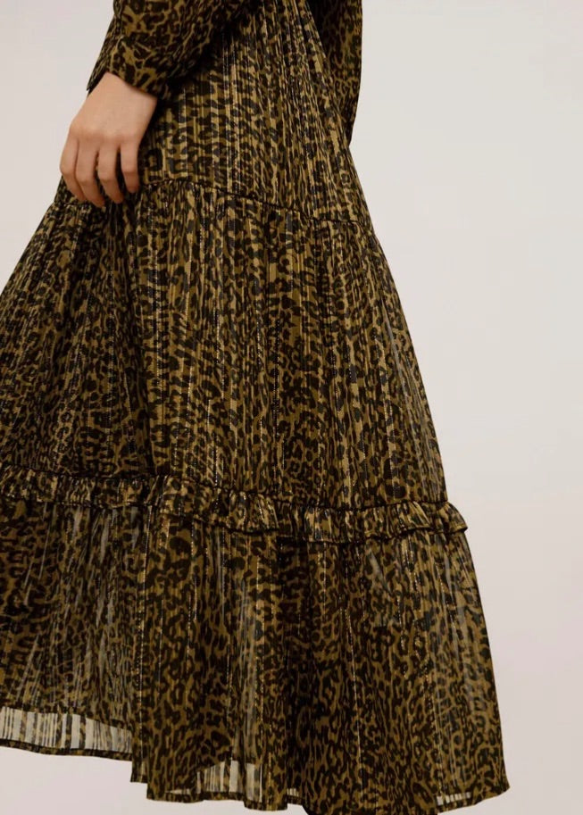 mango neutrals leopard print midi skirt, Size small