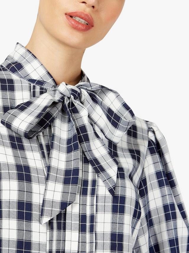 Somerset by Alice Temperley navy check bow top, Size 12