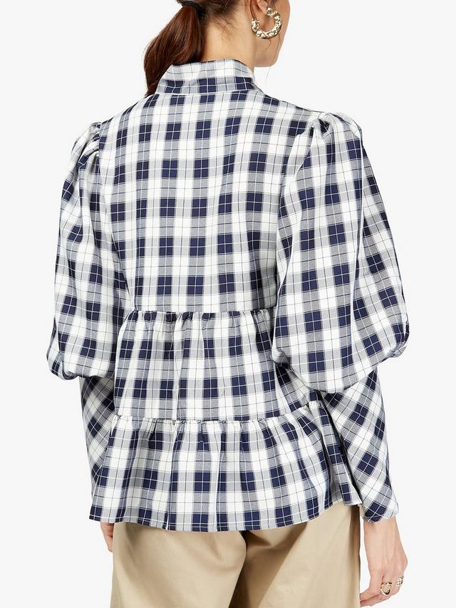 Somerset by Alice Temperley navy check bow top, Size 12