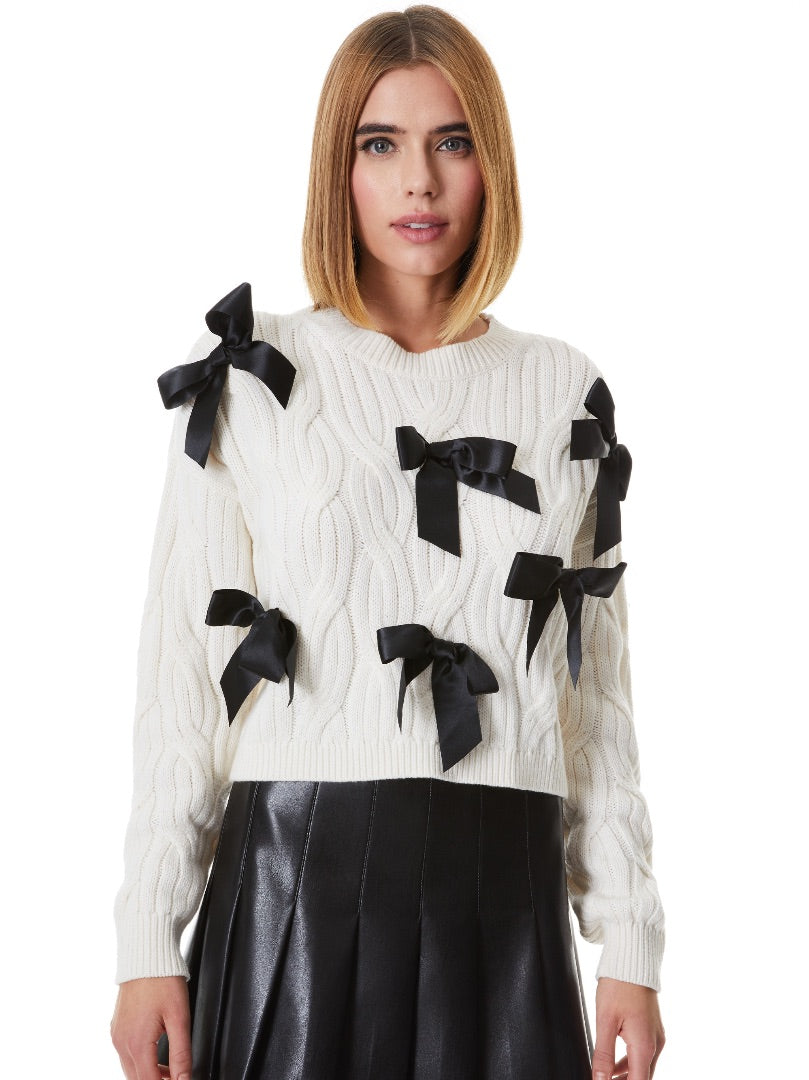 Alice & Olivia cream beau cableknit sweater, Size medium