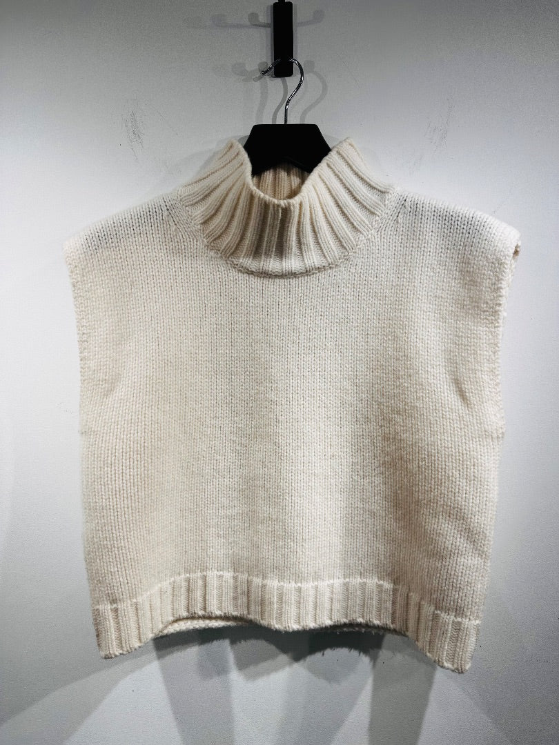 massimo dutti cream sleeveless knit top, Size small