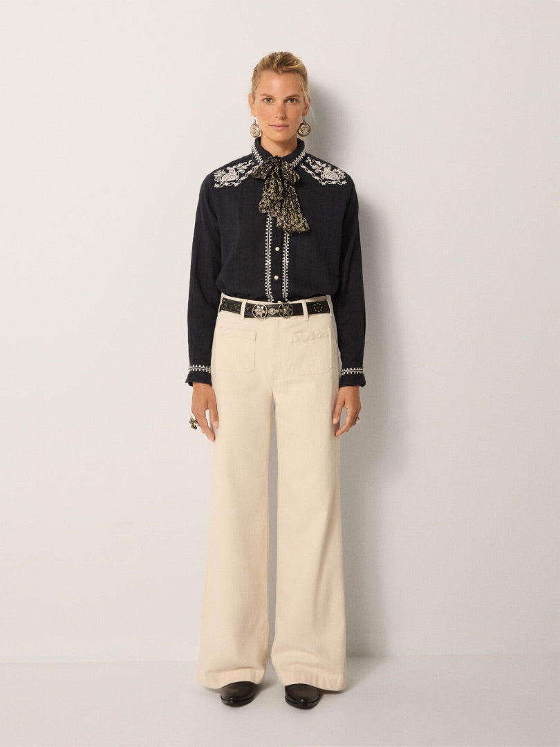 maison hotel navy charro shirt, Size medium