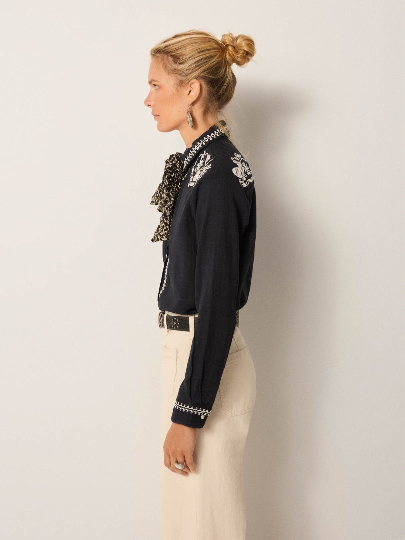 maison hotel navy charro shirt, Size medium