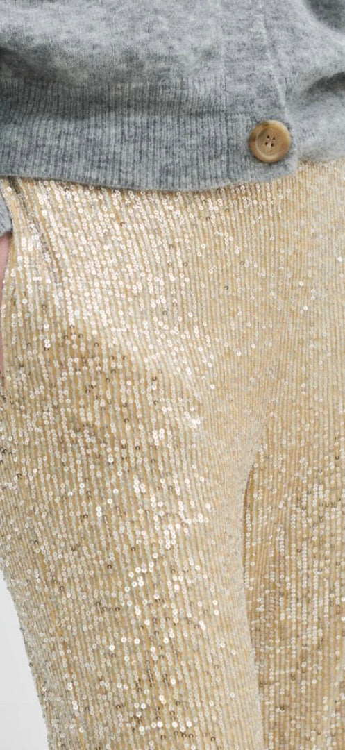 second female gold sequin trousers, Size large