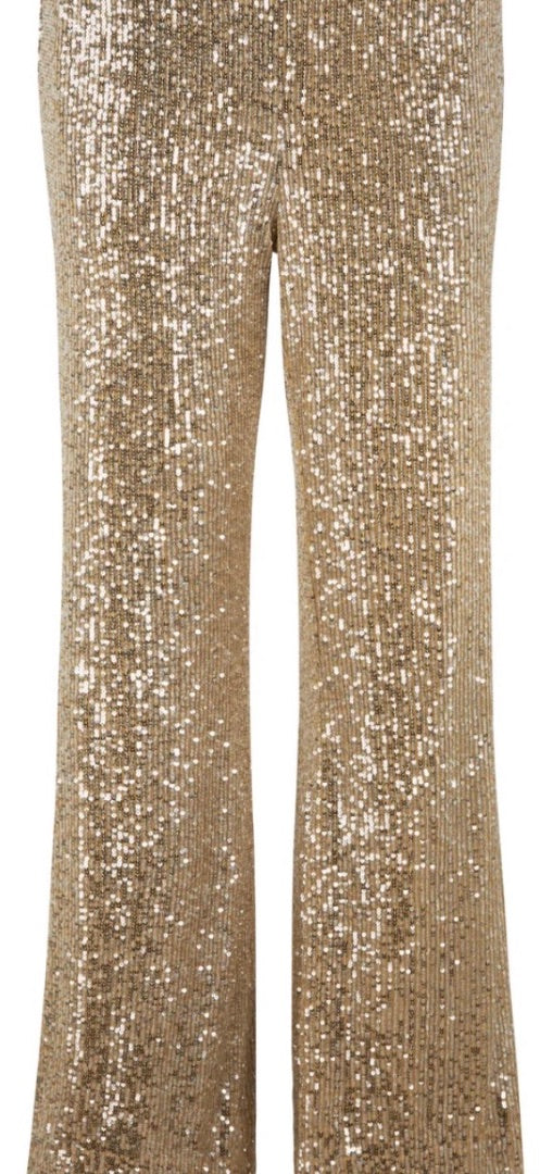 second female gold sequin trousers, Size large