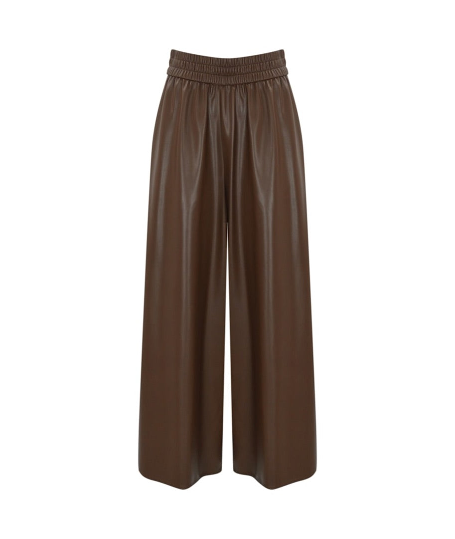 weekend maxmara chocolate gennaro faux leather pants, Size 12