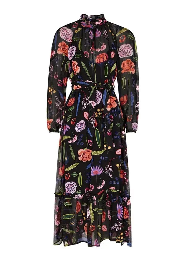 baum und pdferdgarten black antoinette floral midi dress, Size medium