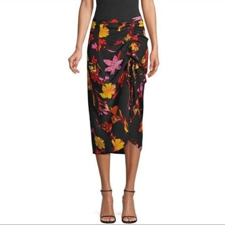 rixo black aria silk skirt, Size large