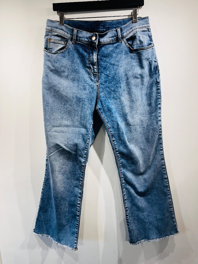 marina rinaldi light blue raw edge jeans, Size 12