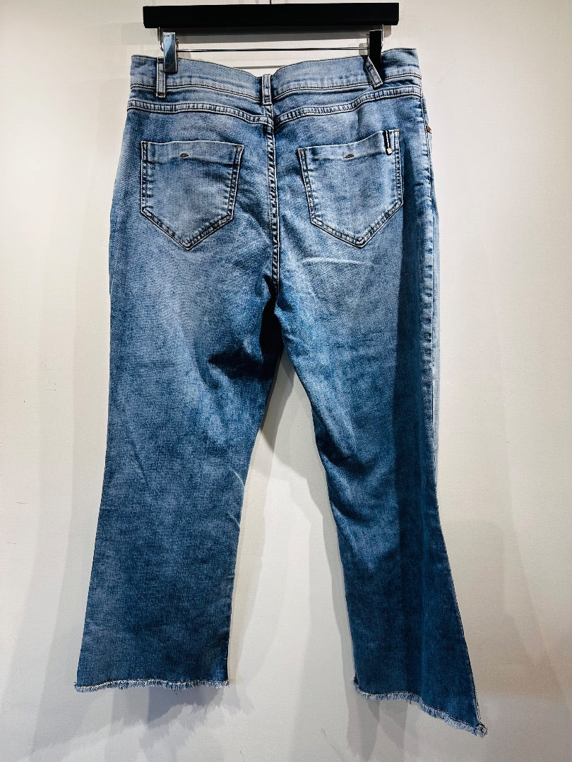 marina rinaldi light blue raw edge jeans, Size 12