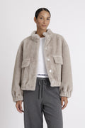 bash grey paros faux fur jacket, Size 2