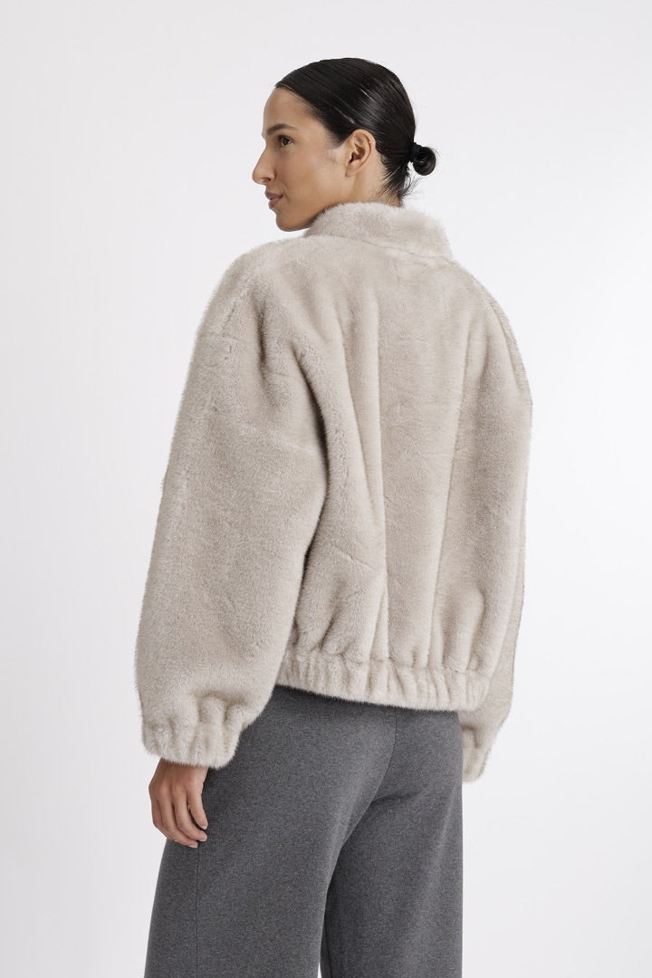 bash grey paros faux fur jacket, Size 2