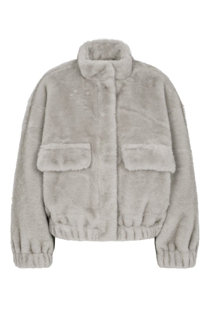 bash grey paros faux fur jacket, Size 2
