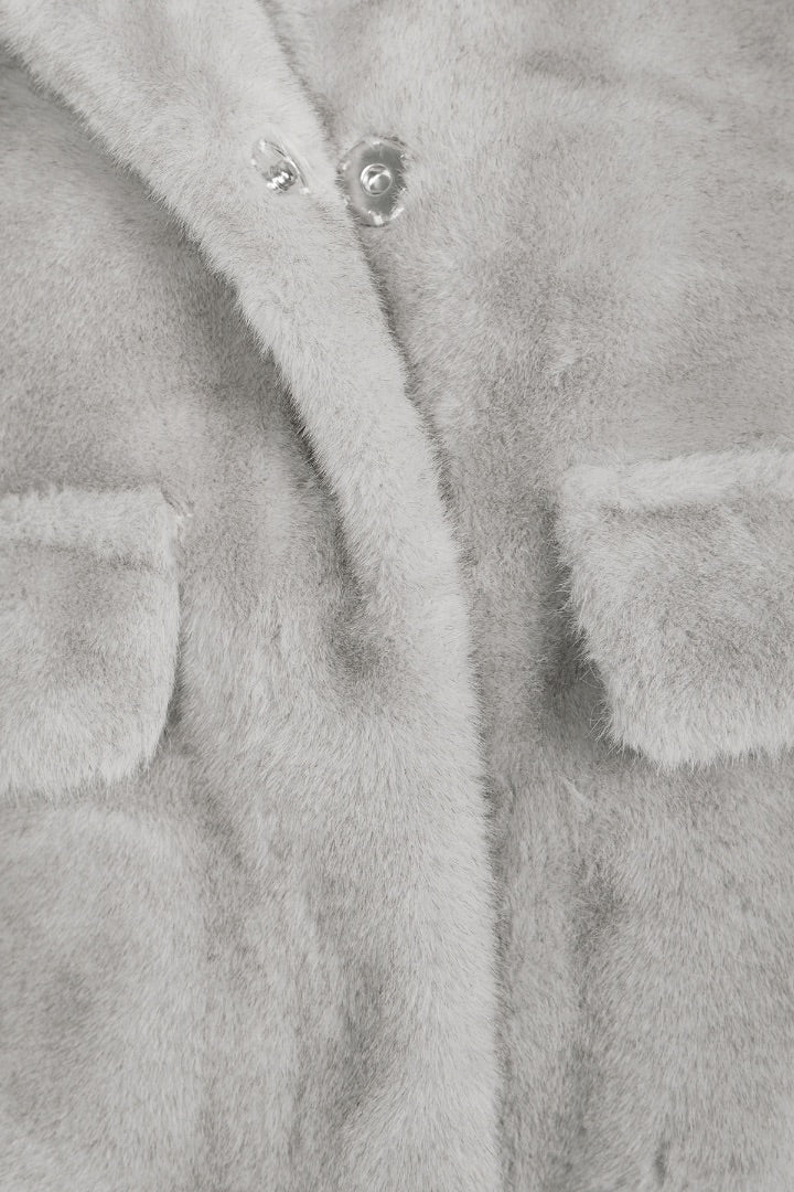 bash grey paros faux fur jacket, Size 2