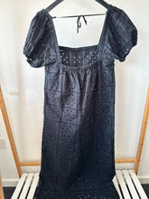 Load image into Gallery viewer, Ganni Black Broderie Anglaise midi dress, Size Medium
