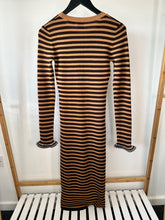 Load image into Gallery viewer, Pinko Camel &amp; brown Knitted stripe dress, Size Small
