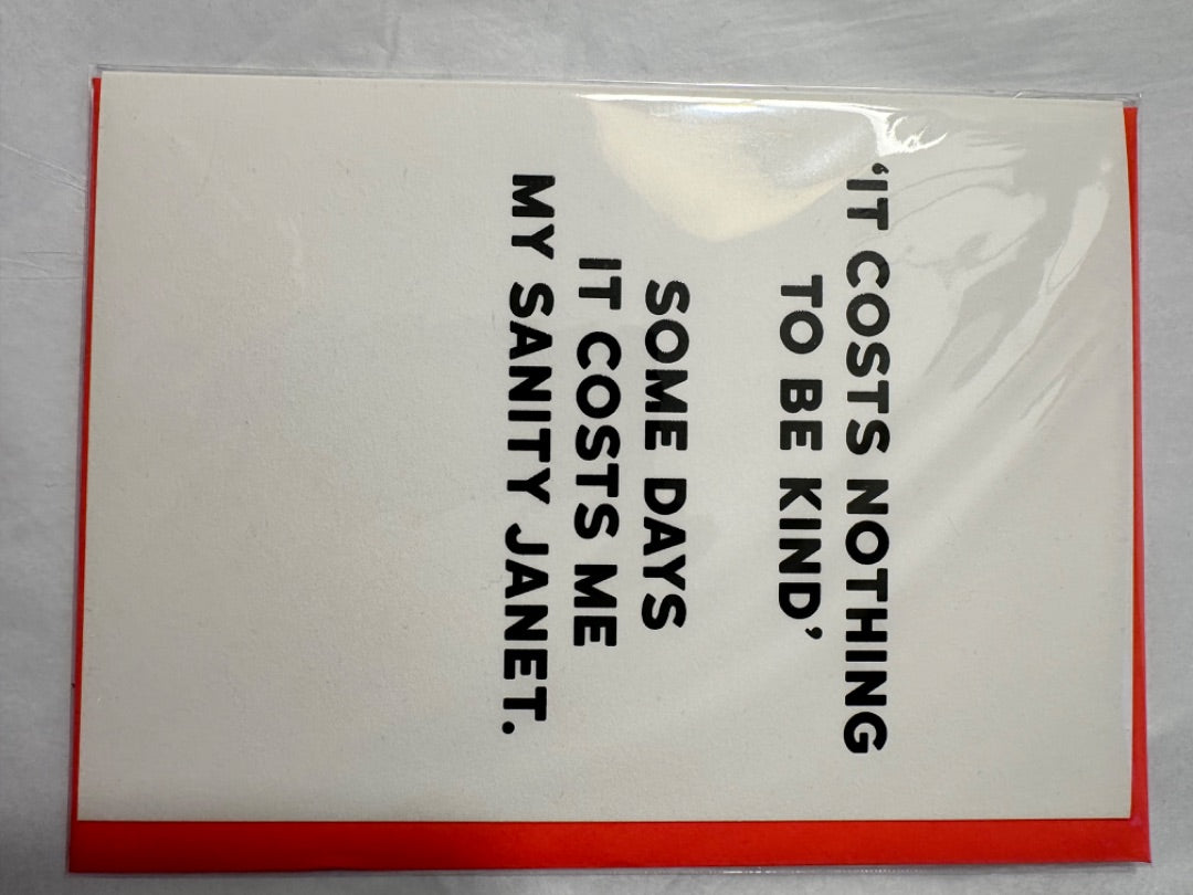 Redback Cards White It costs nothing card, Size