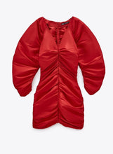 Load image into Gallery viewer, Zara Red Ruched dress, Size S
